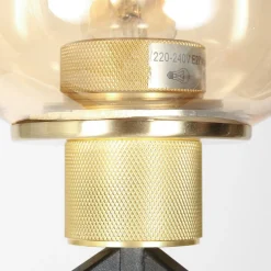 Tischleuchte Glas Metall in Schwarz Messing E27 23 cm