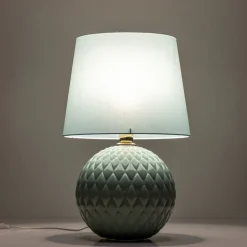 Tischleuchte Glas Stoff 60 cm hoch Mint Grün E27 DOLORES