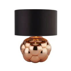 Tischleuchte Glas Stoff H: 43,5 cm in Kupfer Schwarz E27