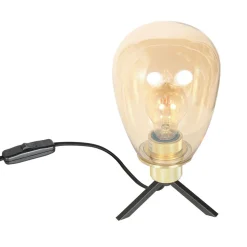 Tischleuchte Glasschirm in Messing E27 28 cm stilvoll