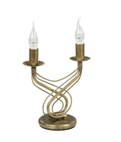 Tischleuchte Gold Metall Rustikal 2-flammig Kerzen