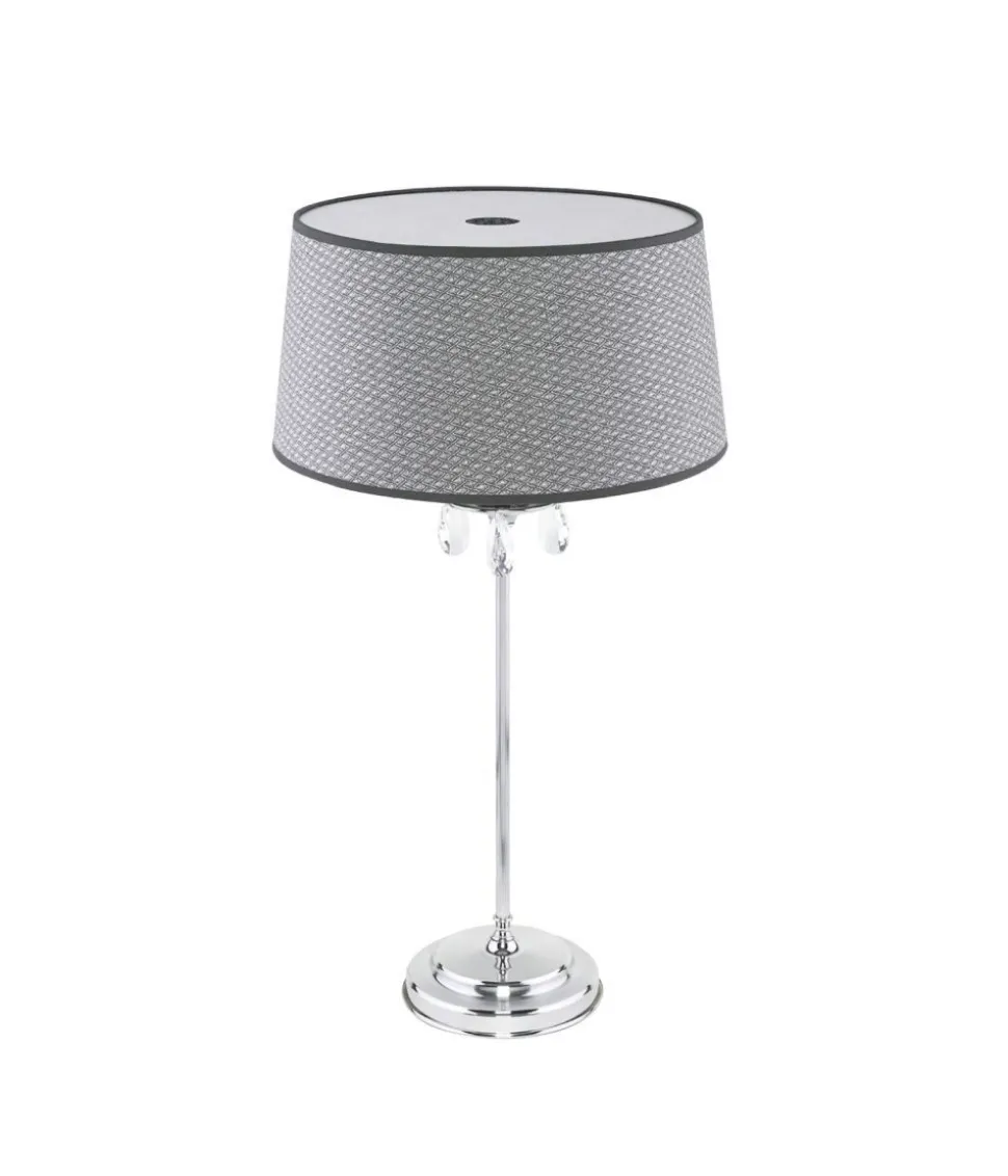 Tischleuchte Grau Chrom 65cm hoch AELUA Bett Lampe