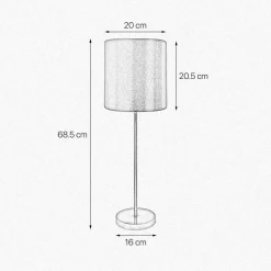 Tischleuchte groß 68,5 cm hoch Messing Stoff E27 NICOLE