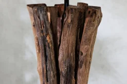 Tischleuchte Holz Stoff Weiß 58 cm groß E27 blendarm