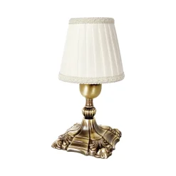 Tischleuchte in Bronze hell Weiß E14 20,5 cm Messing Stoff
