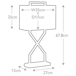 Tischleuchte in Gold Elfenbein E27 68 cm Stoff Metall