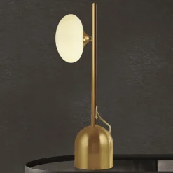 Tischleuchte in Gold Weiß G9 50 cm Glas Metall WATSON