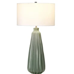 Tischleuchte Keramik 79,5 cm Weiß Grün E27 LIBIELA