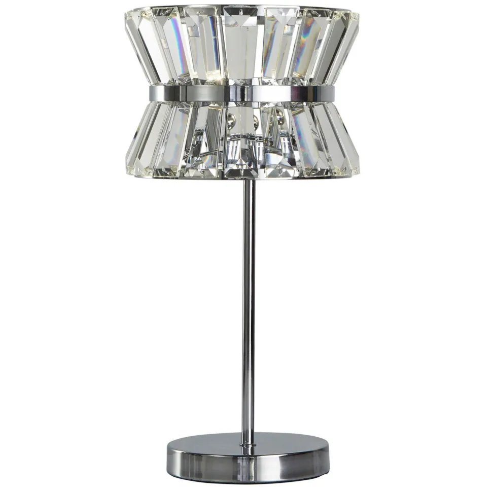 Tischleuchte Kristall Chrom Klar 42,5 cm Jugendstil 2x G9
