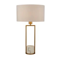 Tischleuchte Marmor Sockel H: 62 cm groß in Gold Weiß E27