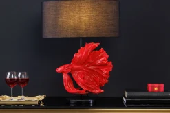 Tischleuchte Marmor Stoff Rot Schwarz 64 cm gemütlich