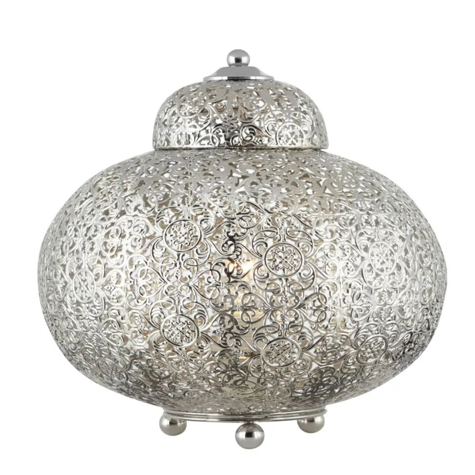 Tischleuchte Metall E27 H: 29 cm Nickel glänzend