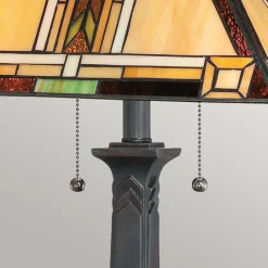 Tischleuchte Metall Glas 63,1 cm Tiffany Stil Zugschalter
