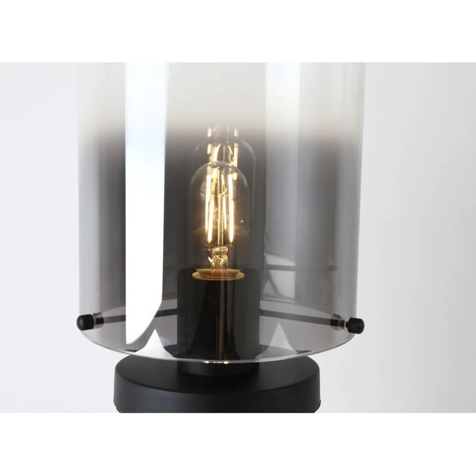 Tischleuchte mit Schalter Schwarz Rauchgrau 25,5 cm E27