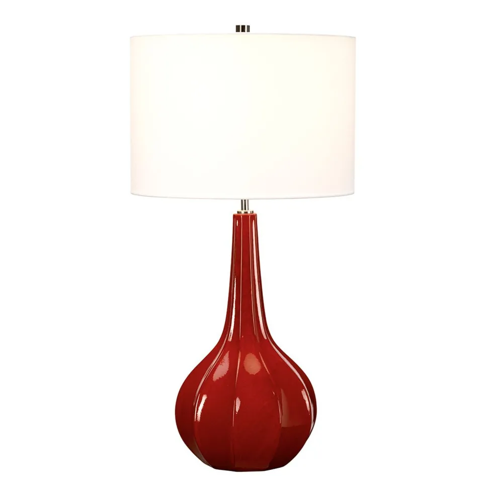 Tischleuchte MJRA Keramik Rot Creme H:72cm Lampe