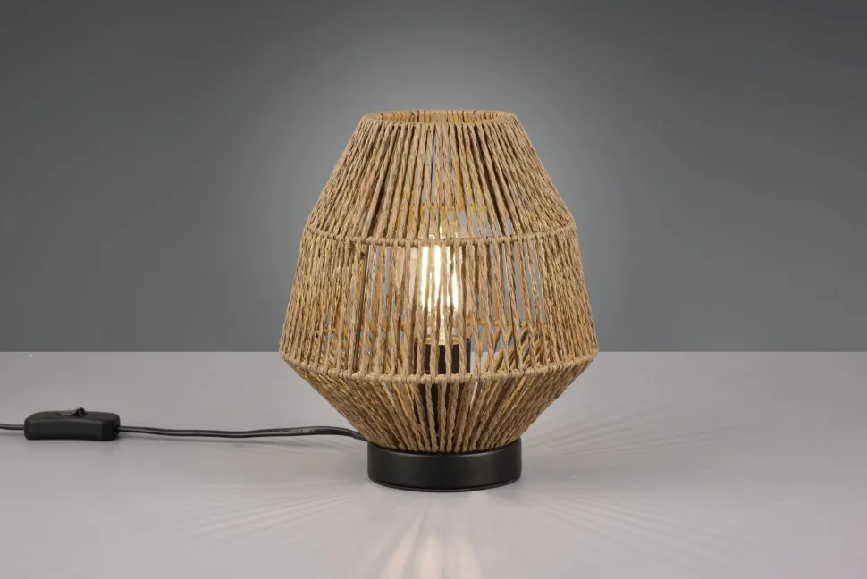 Tischleuchte Papier Metall Schwarz Braun E27 20,5 cm