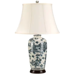 Tischleuchte Porzellan 73 cm Blau Weiß SIMONIA