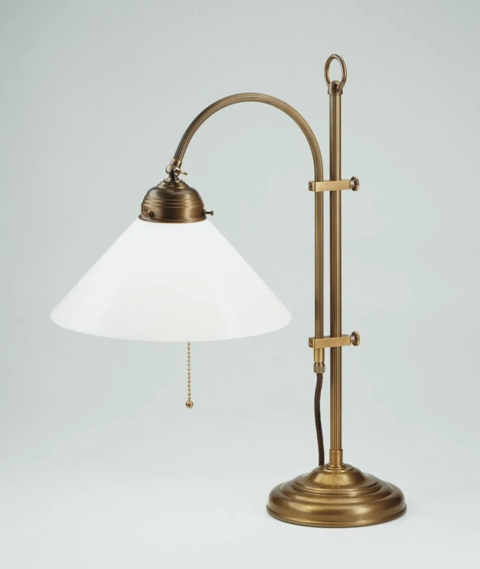 Tischleuchte Premium Messing Glas blendarm Zugschalter