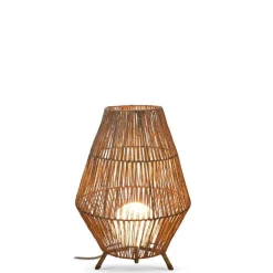 Tischleuchte Rattan H: 72 cm E27 groß Dreibein Boho