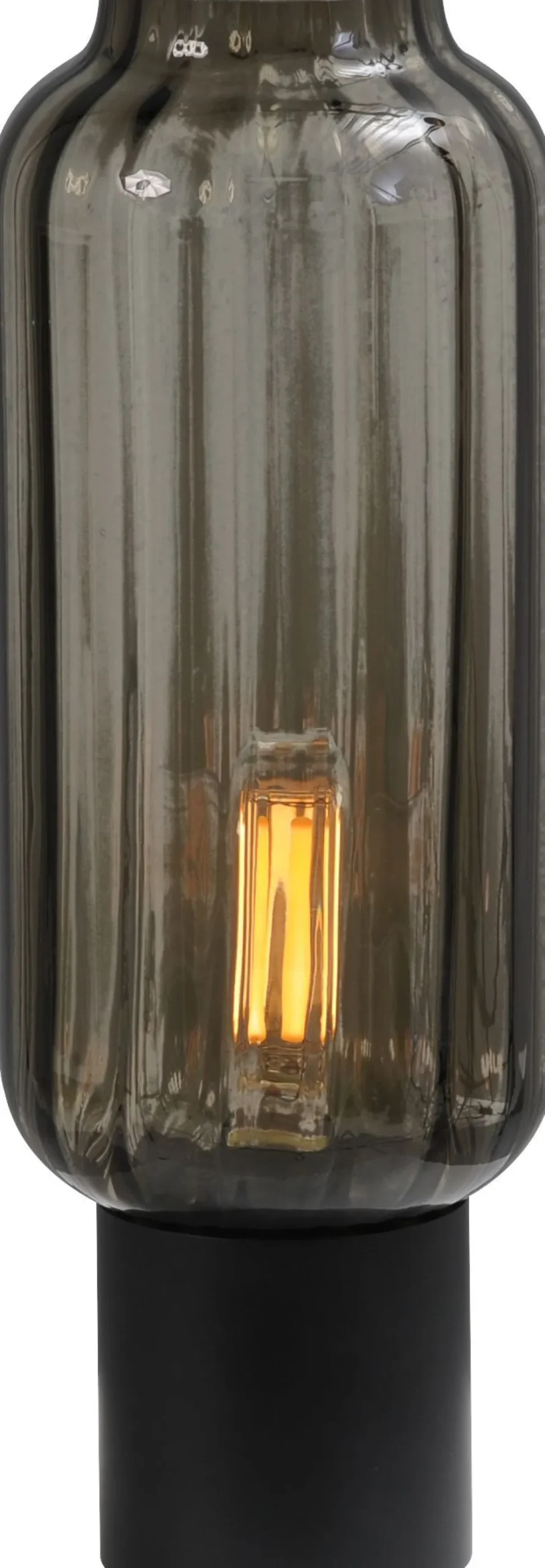 Tischleuchte Rauchglas Metall 43 cm Schwarz E27