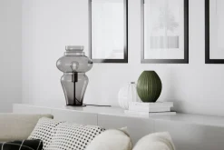 Tischleuchte Rauchglas Metall 40,6 cm E27 Kabelschalter