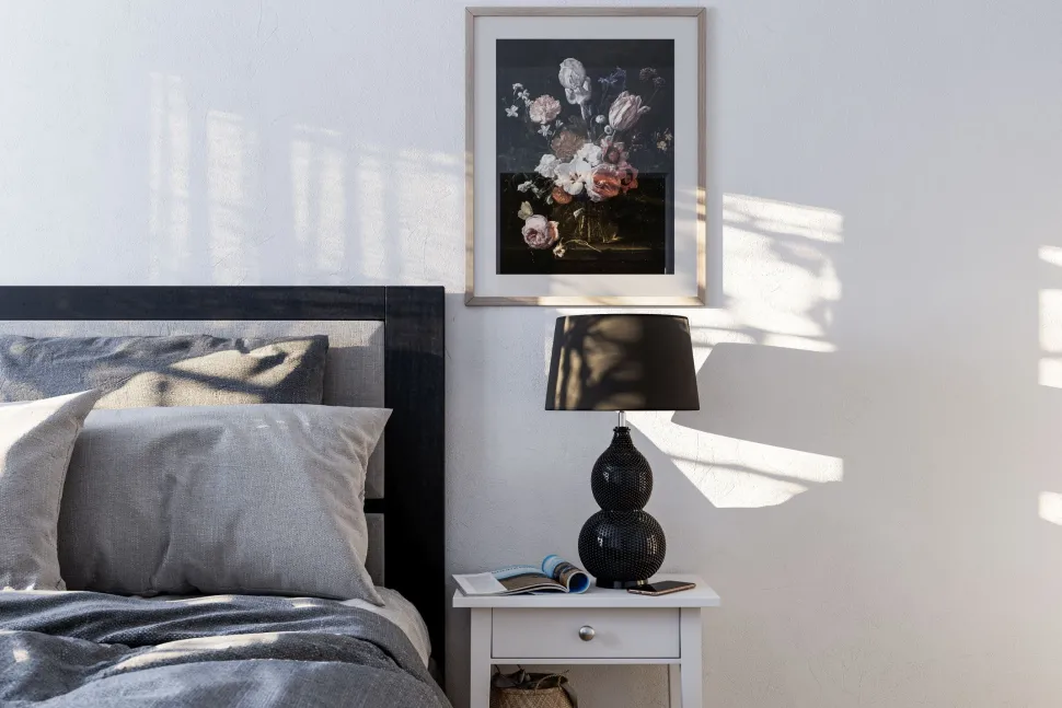 Tischleuchte Schwarz 56,5 cm hoch E27 Metall Stoff Modern