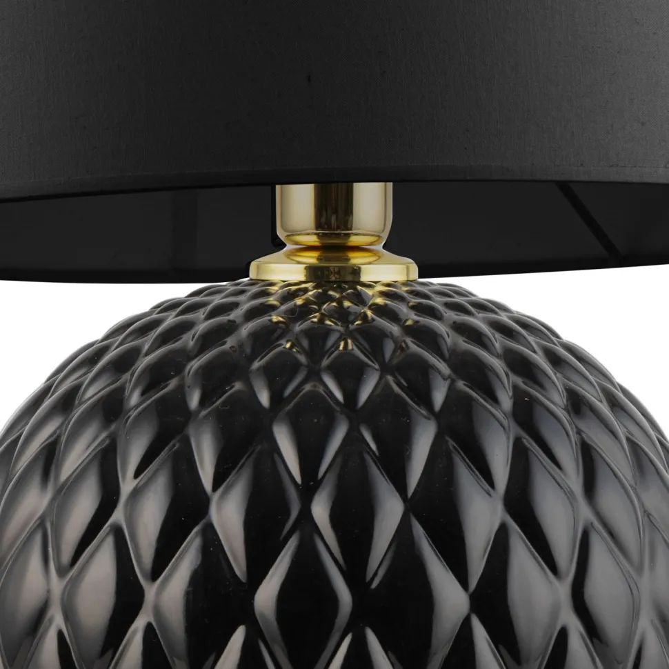 Tischleuchte Schwarz 60 cm hoch Glas Stoff E27 DOLORES