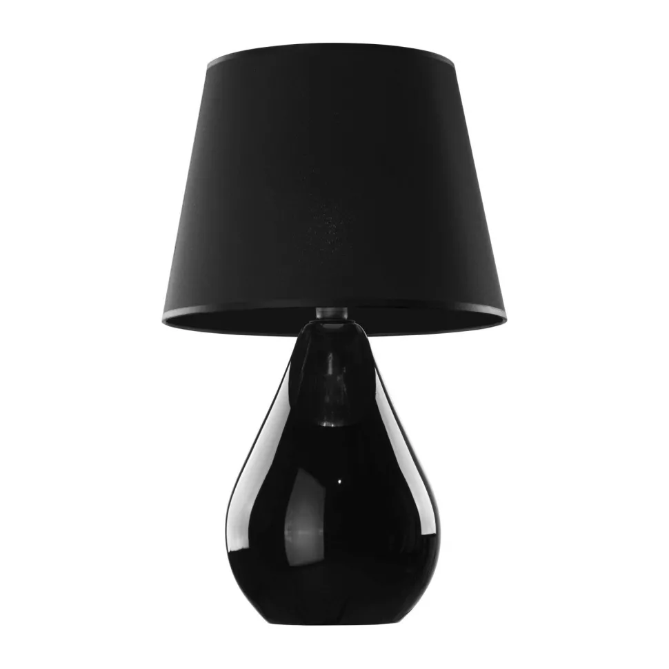 Tischleuchte Schwarz Glas Stoff 67 cm hoch Modern E27