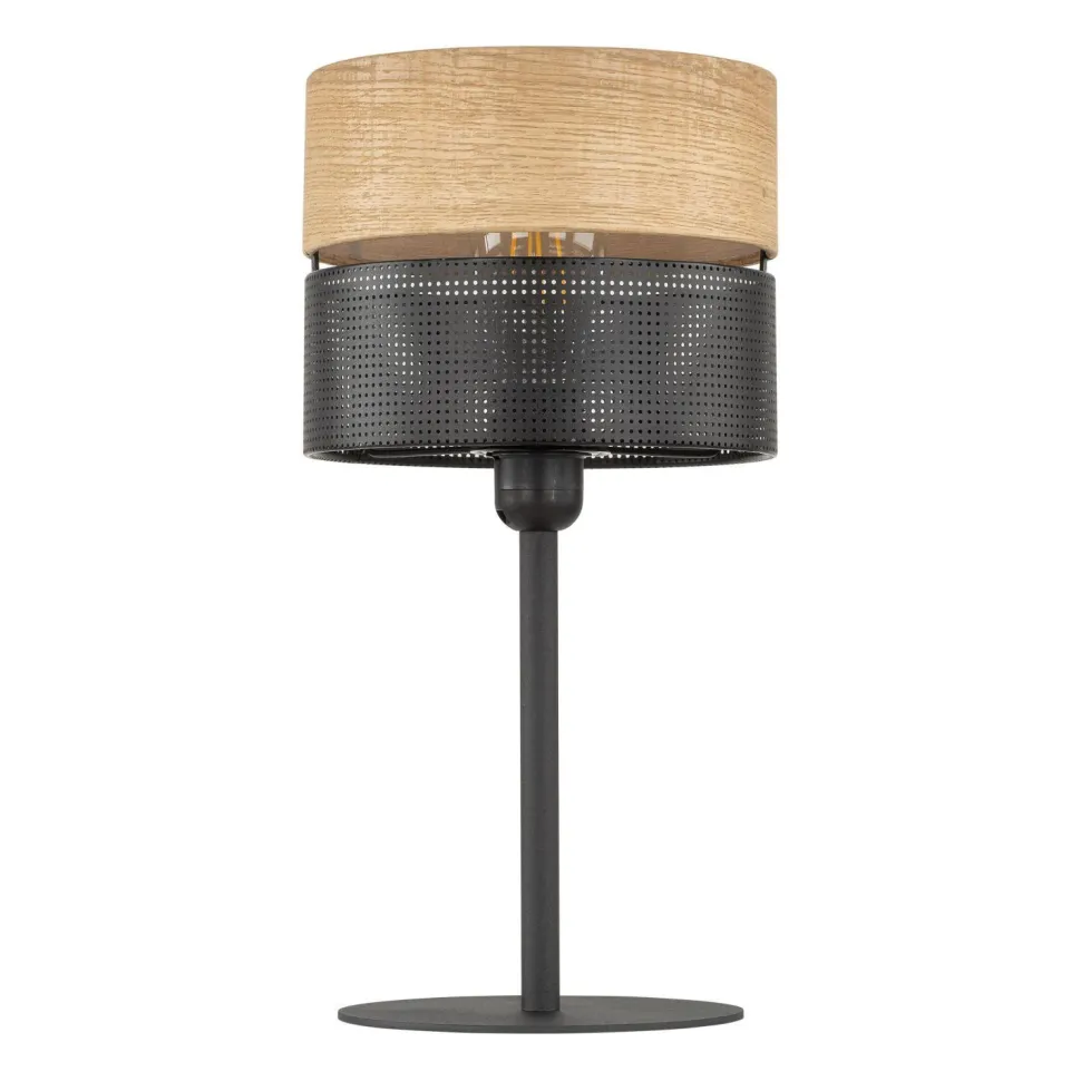 Tischleuchte Schwarz Natur E27 40 cm Modern CANTU