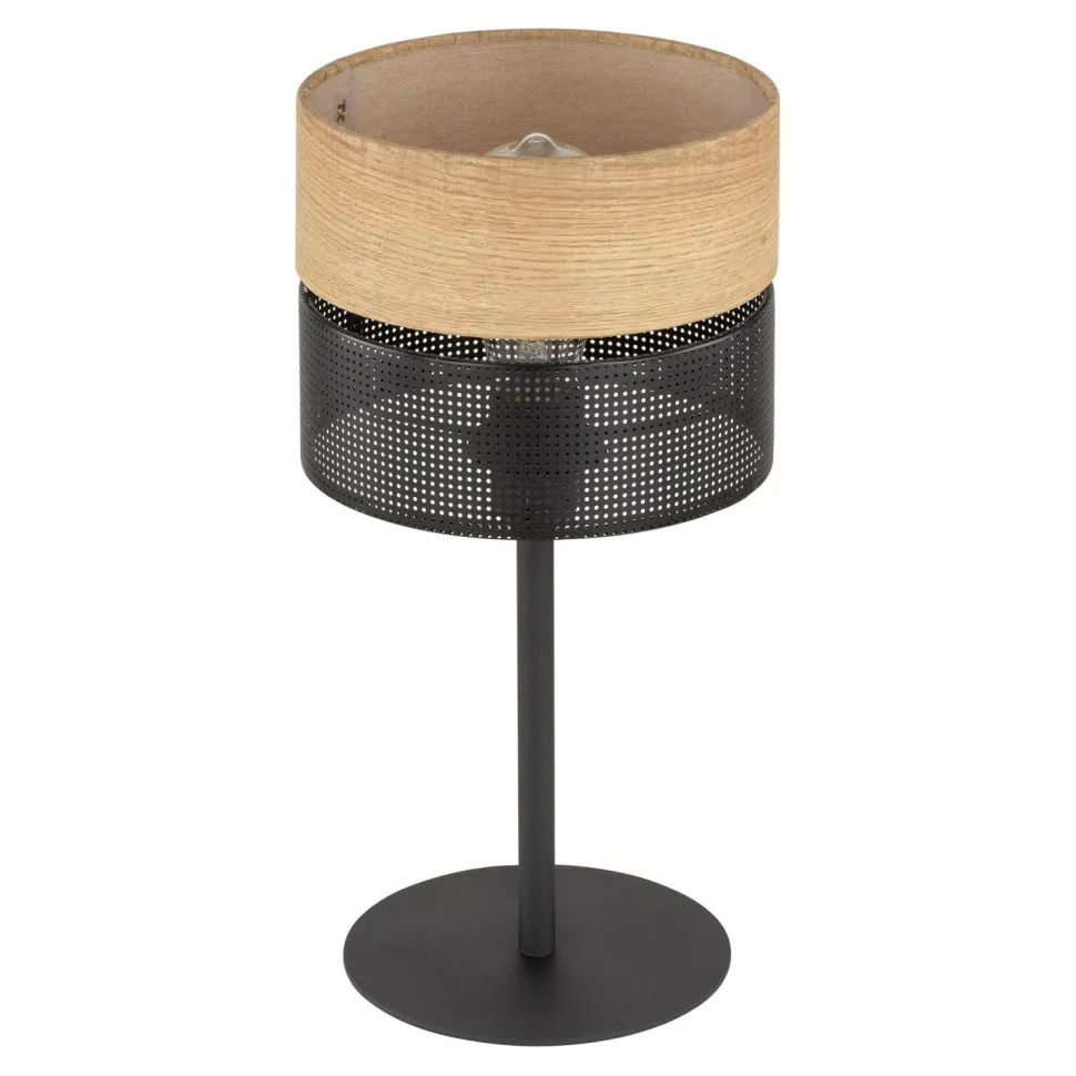 Tischleuchte Schwarz Natur E27 40 cm Modern CANTU