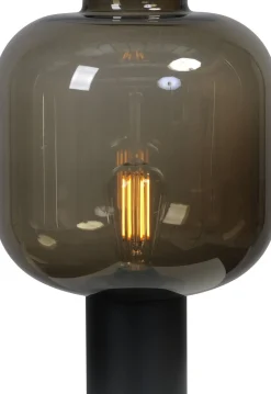 Tischleuchte Schwarz Rauchglas Metall 41 cm hoch E27