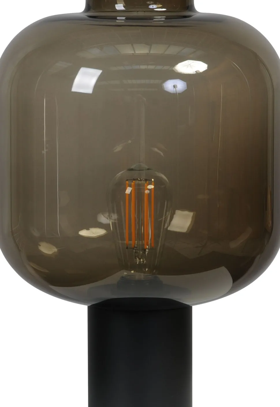 Tischleuchte Schwarz Rauchglas Metall 41 cm hoch E27