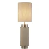 Tischleuchte Stoff Metall 72 cm hoch Grau-Beige Nickel E27