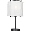 Tischleuchte Stoff Metall 50 cm Schwarz Weiß E27