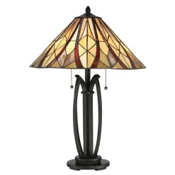 Tischleuchte Tiffany Stil E27 65 cm 2 Zugschalter