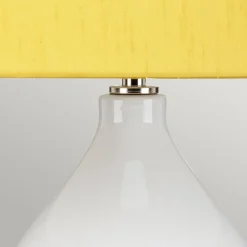 Tischleuchte Weiß Gelb Keramik Stoff E27 64 cm Retro WINTA