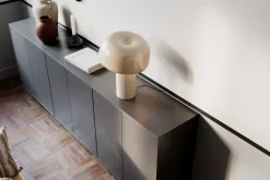 Tischleuchte Weiß H: 41 cm kippbar Metall Kabelschalter E27