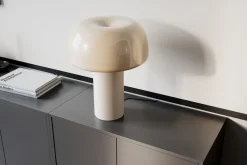 Tischleuchte Weiß H: 41 cm kippbar Metall Kabelschalter E27