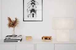 Tischleuchte Weiß Papier Metall 40 cm hoch 2x E27