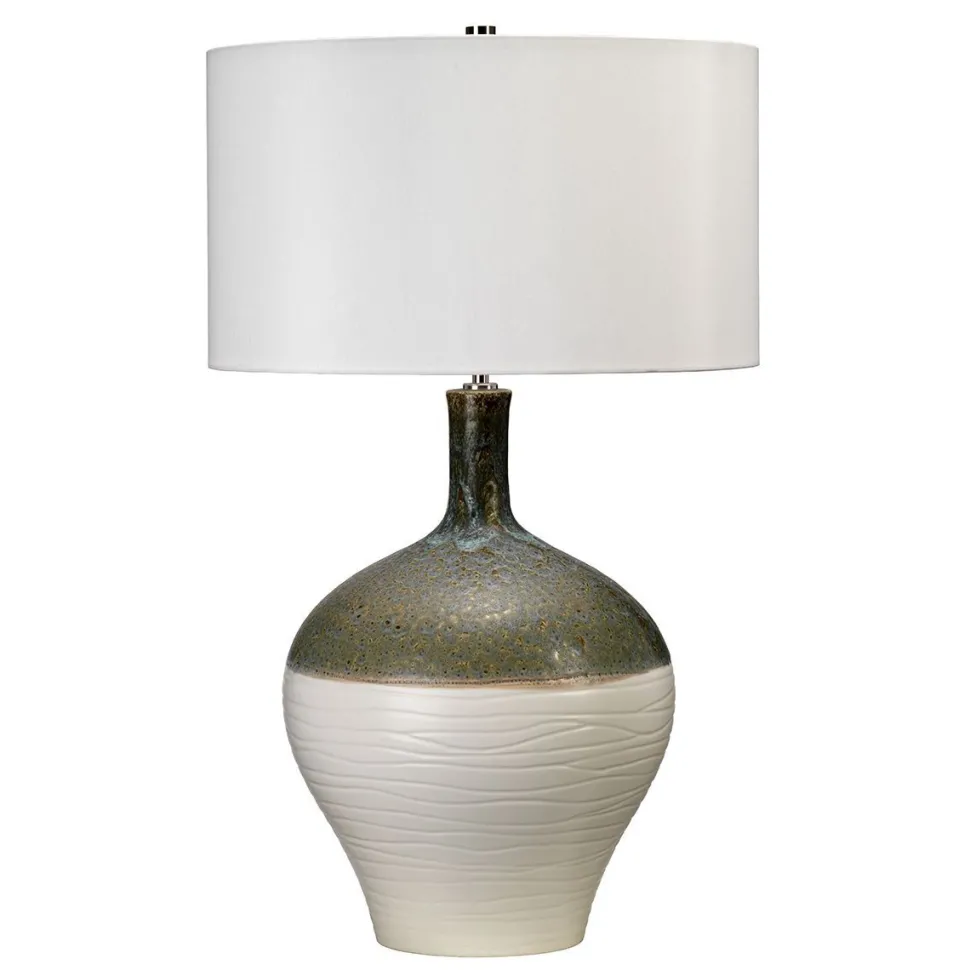 Tischleuchte Wohnzimmer Keramik Stoff 70,5cm hoch