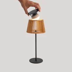 Tragbare LED Tischleuchte Solar Holz Metall 36 cm IP54 2700K