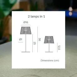 Tragbare LED Tischleuchte Solar Holz Metall 36 cm IP54 2700K