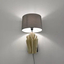 Treibholz Wandleuchte Stoffschirm Handarbeit Wohnzimmer