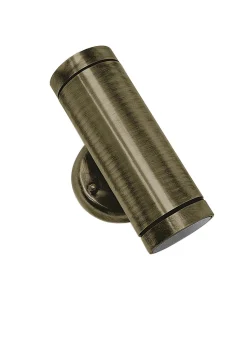 Up Down Leuchte außen Wand Messing Glas GU10 IP44 H: 16,5 cm