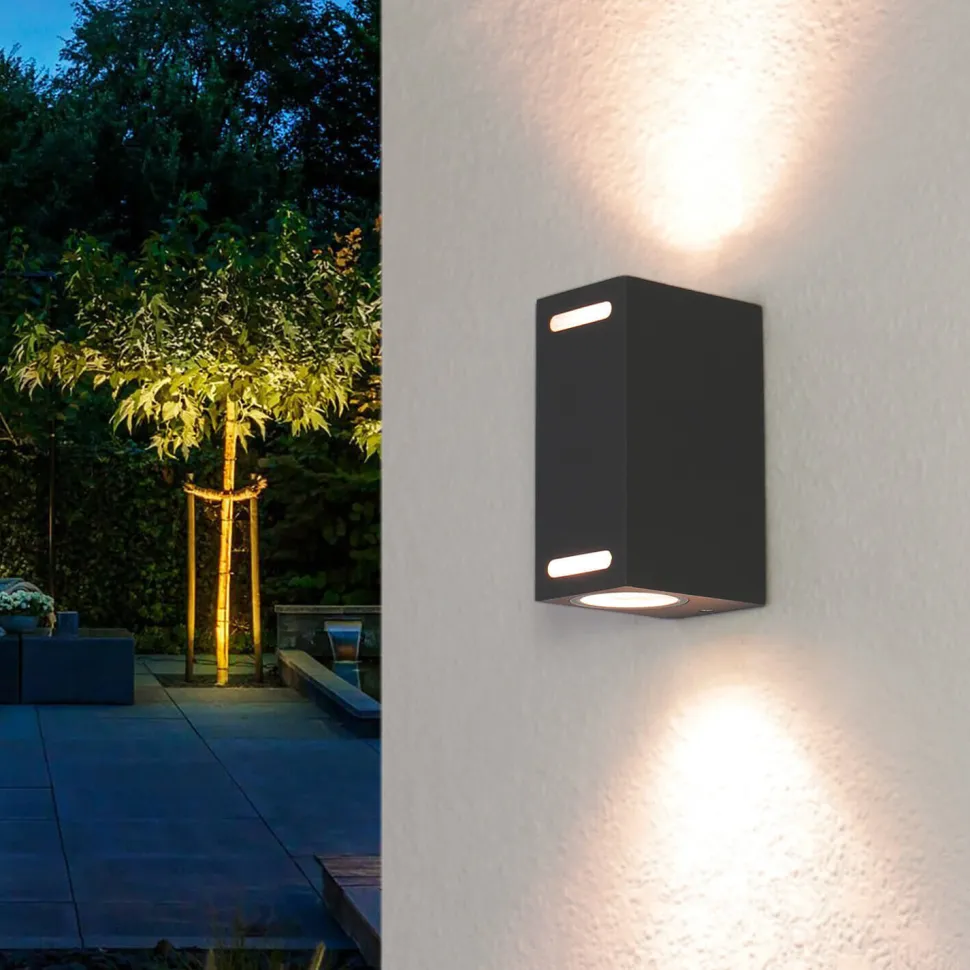 Up Down Wandlampe AALBORG Aluminium eckig IP44 Haus