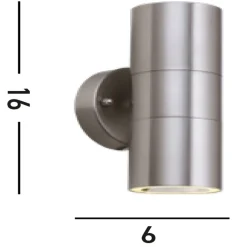 Up Down Wandlampe Außen Stahl IP44 GU10 H:16 cm 2-flmg