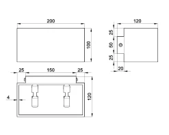 Up Down Wandlampe GEO Schwarz B:20cm 2x G9 Flur