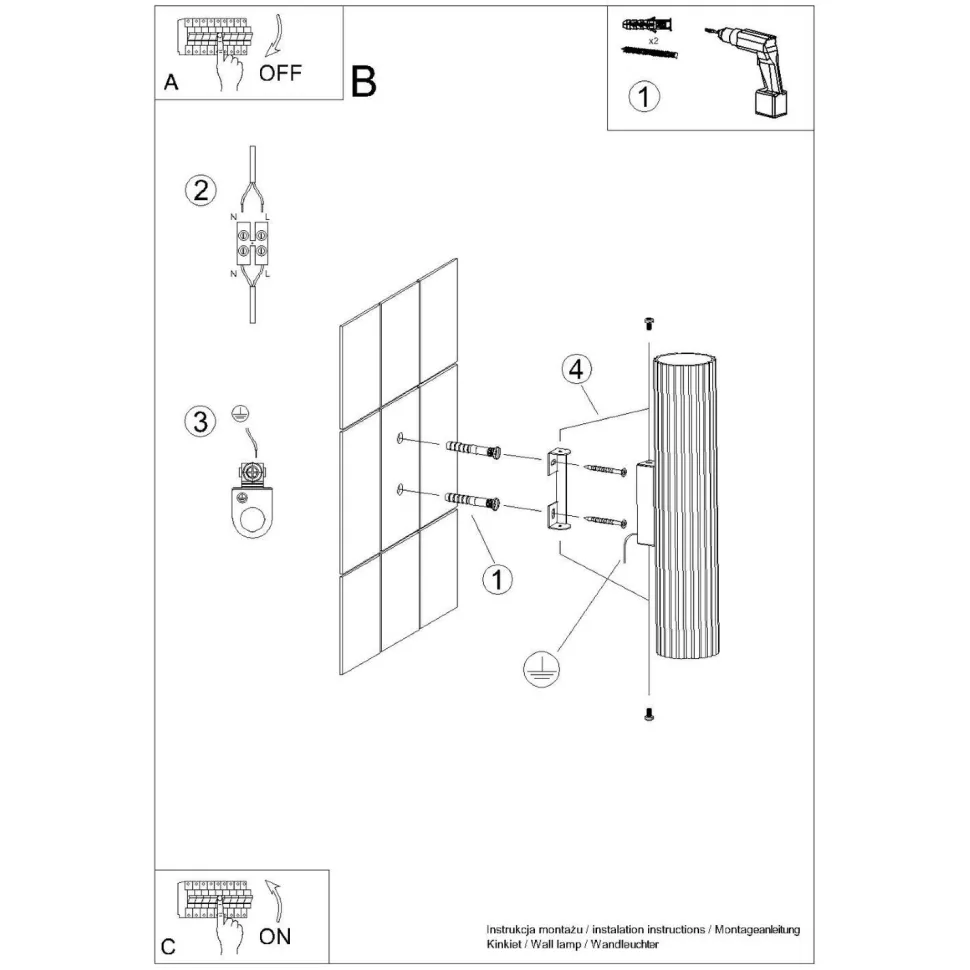 Up Down Wandlampe H: 30 cm Creme GU10 2-flammig länglich