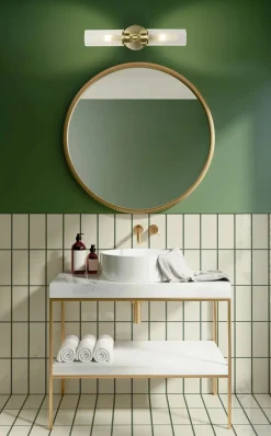 Up Down Wandlampe in Messing Metall Glas IP44 H:37 cm