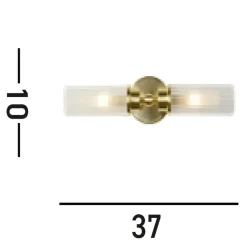 Up Down Wandlampe in Messing Metall Glas IP44 H:37 cm